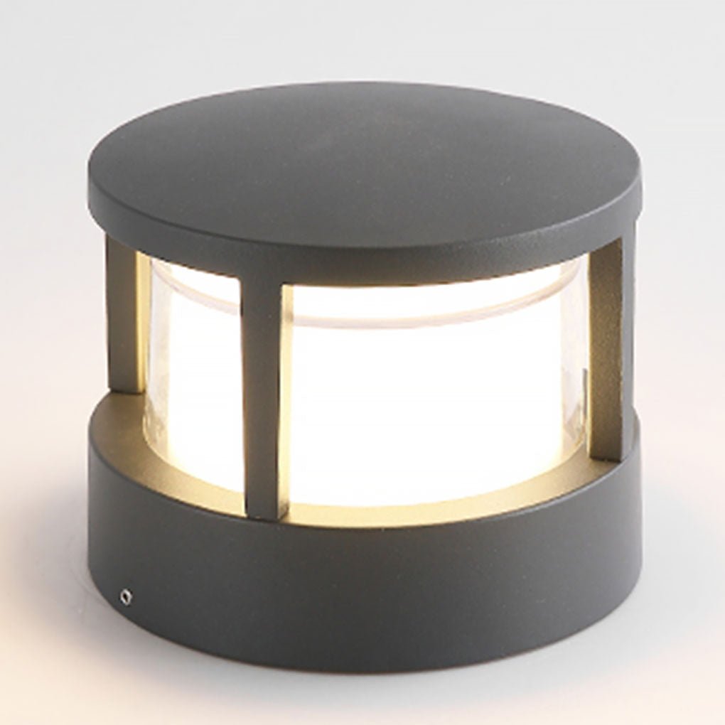 Modern Round Outdoor Post Light Double-Layered Lampshade Light