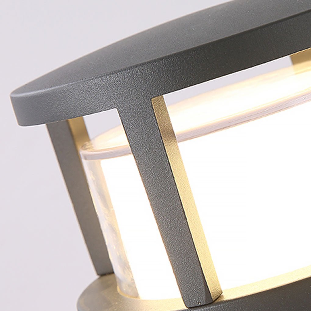 Modern Round Outdoor Post Light Double-Layered Lampshade Light