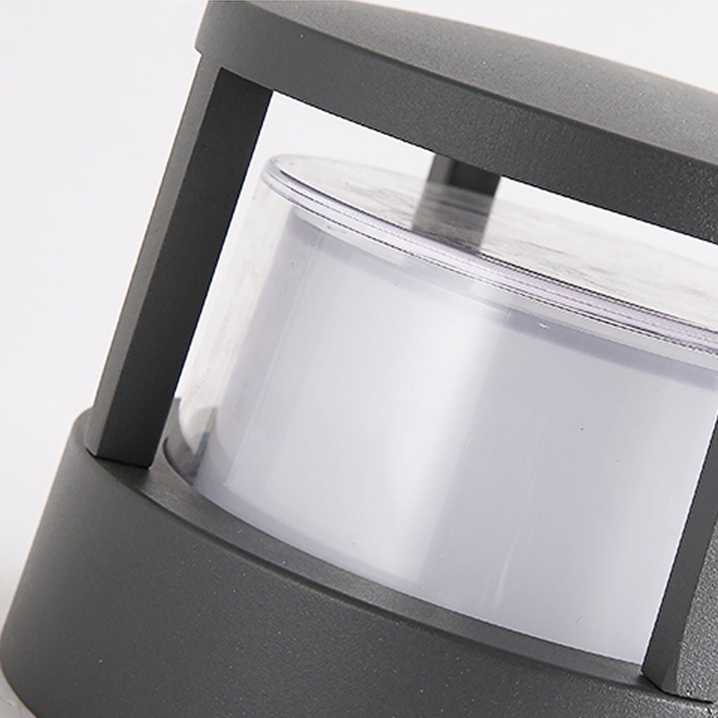 Modern Round Outdoor Post Light Double-Layered Lampshade Light