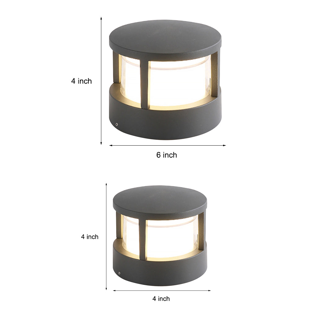 Modern Round Outdoor Post Light Double-Layered Lampshade Light