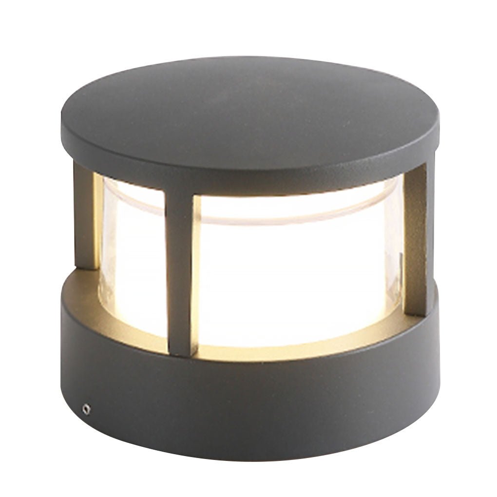 Modern Round Outdoor Post Light Double-Layered Lampshade Light