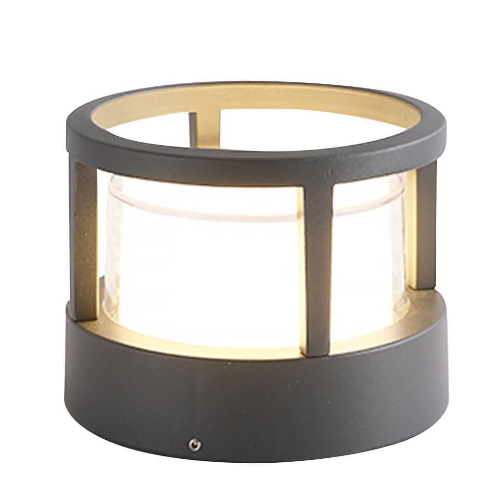Modern Round Outdoor Post Light Double-Layered Lampshade Light