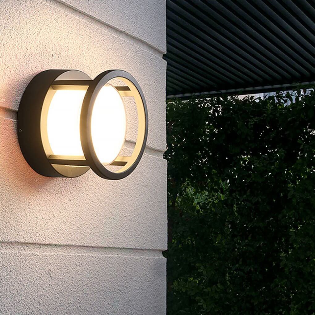 Modern Round Outdoor Post Light Double-Layered Lampshade Light