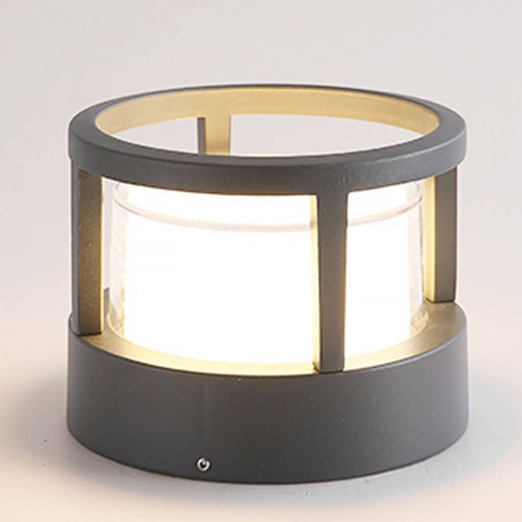 Modern Round Outdoor Post Light Double-Layered Lampshade Light