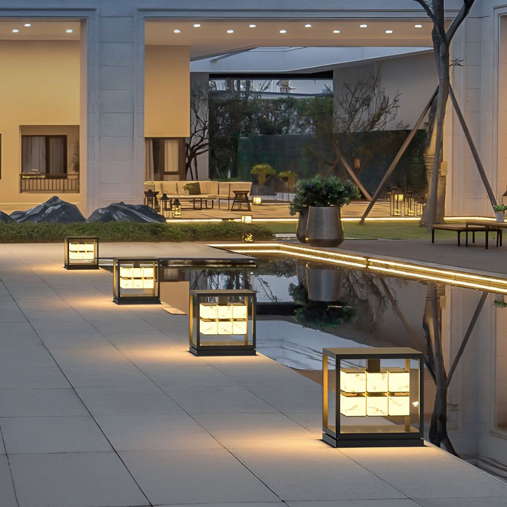 Brick Pillar Solar Lights Square Waterproof Metal Light