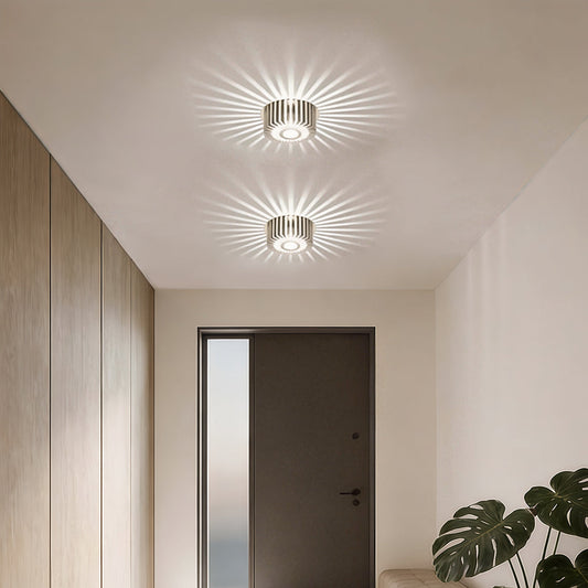 Modern Sunburst Ceiling Fixture Embedded LED Metal Light