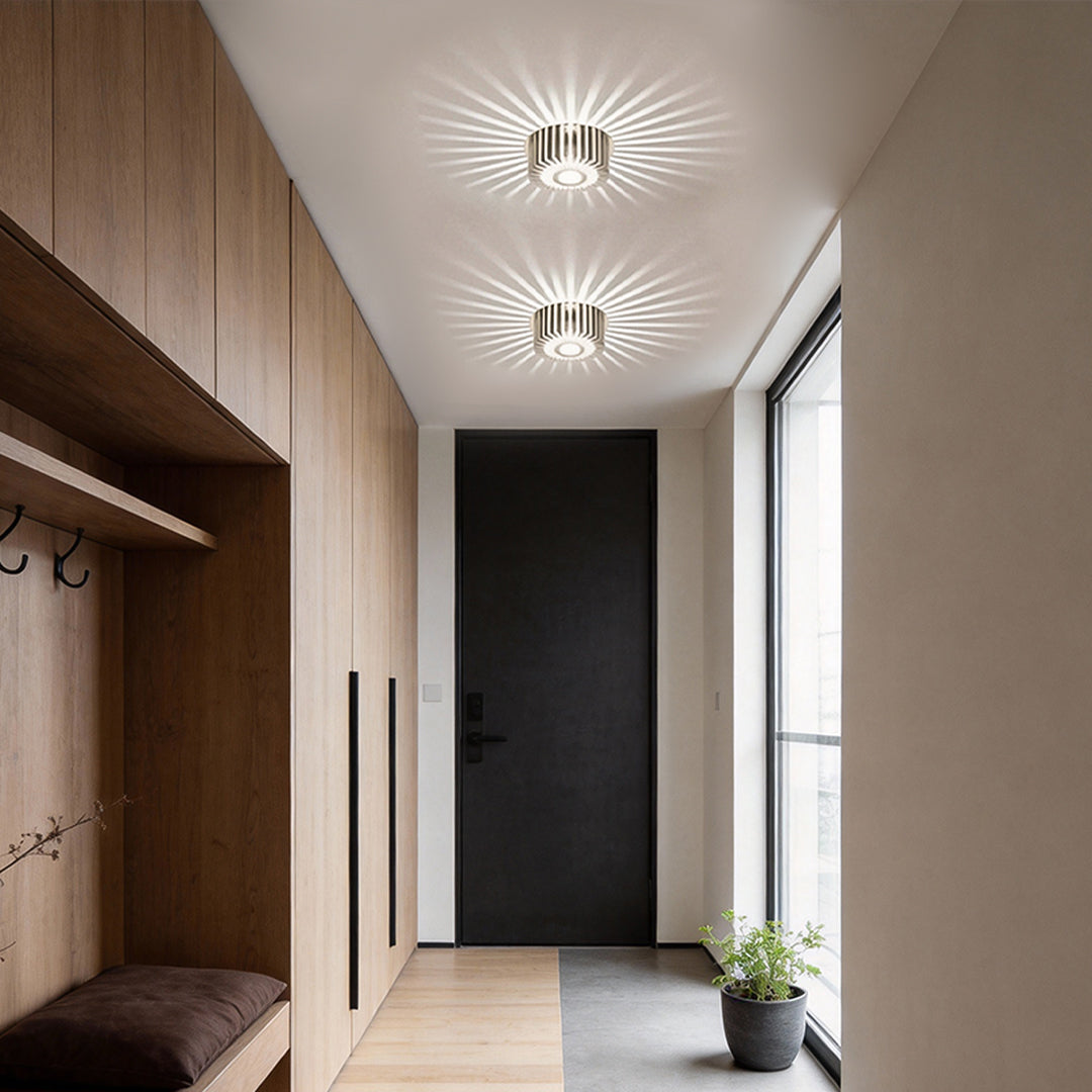 Modern Sunburst Ceiling Fixture Embedded LED Metal Light