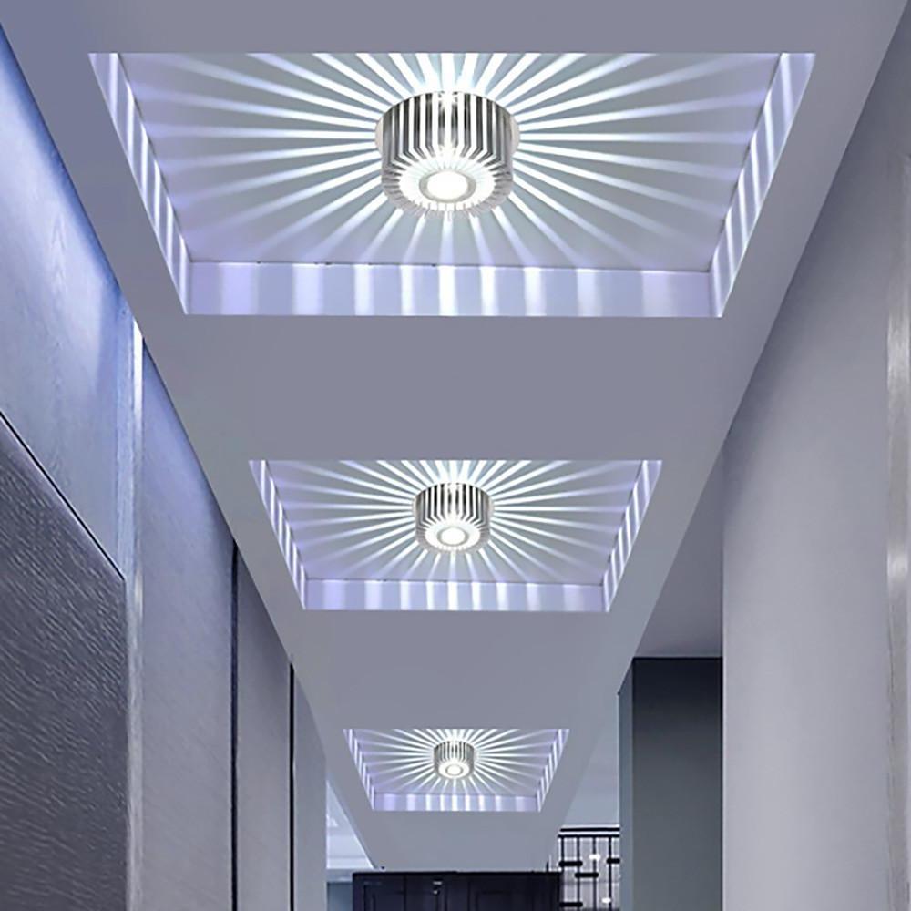 Modern Sunburst Ceiling Fixture Embedded LED Metal Light