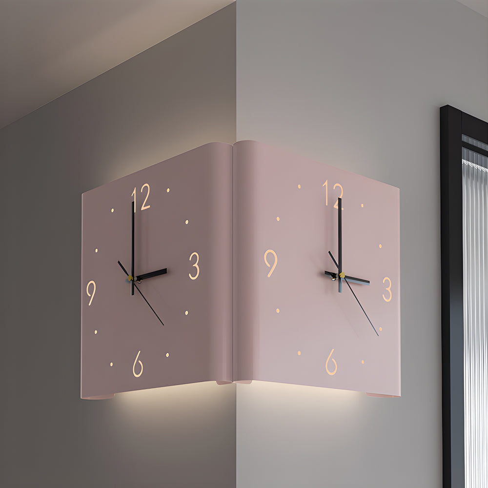Wall Clock Lamp Modern Square Backlit Metal Light