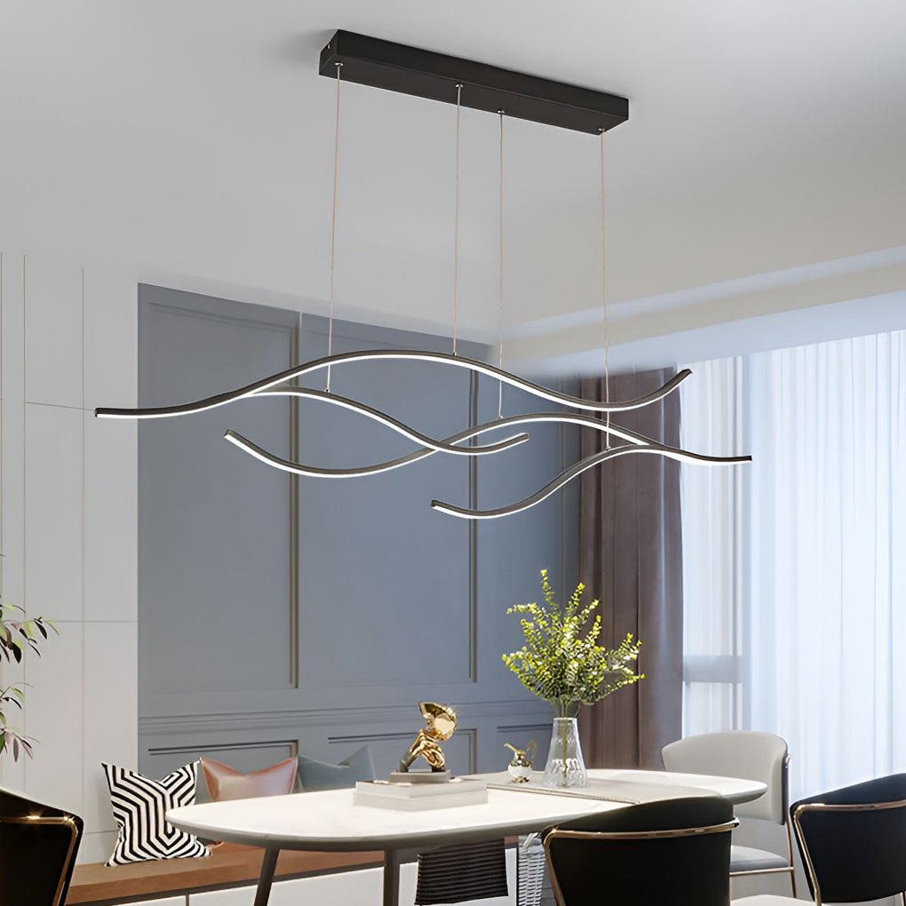 Curved LED Pendant Light Wavy LED Metal Ceiling Light