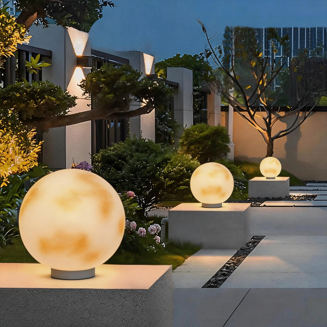 Moon-Shaped Stone Pillar Light Outdoor Decorative Light