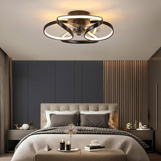 Flower Ceiling Fan with Light Modern LED Recessed Light