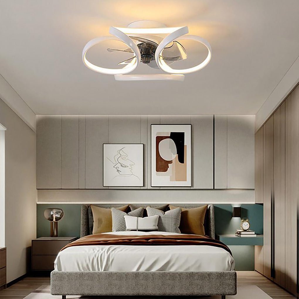 Flower Ceiling Fan with Light Modern LED Recessed Light