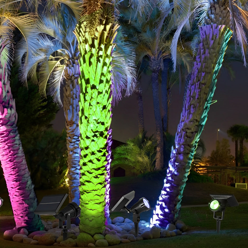 Ground Spike Solar Lights Adjustable LED RGB Waterproof Tree Spotlight