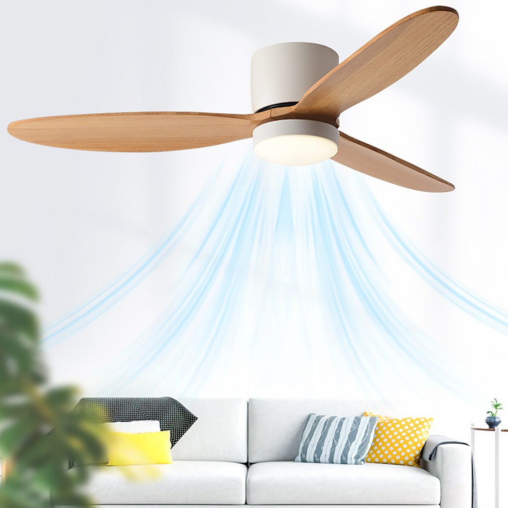Natural Wood Ceiling Fan with Light Nordic LED Light