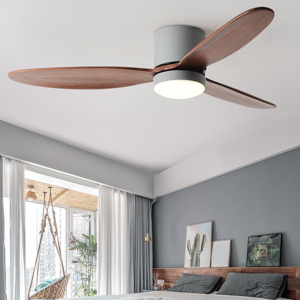Natural Wood Ceiling Fan with Light Nordic LED Light
