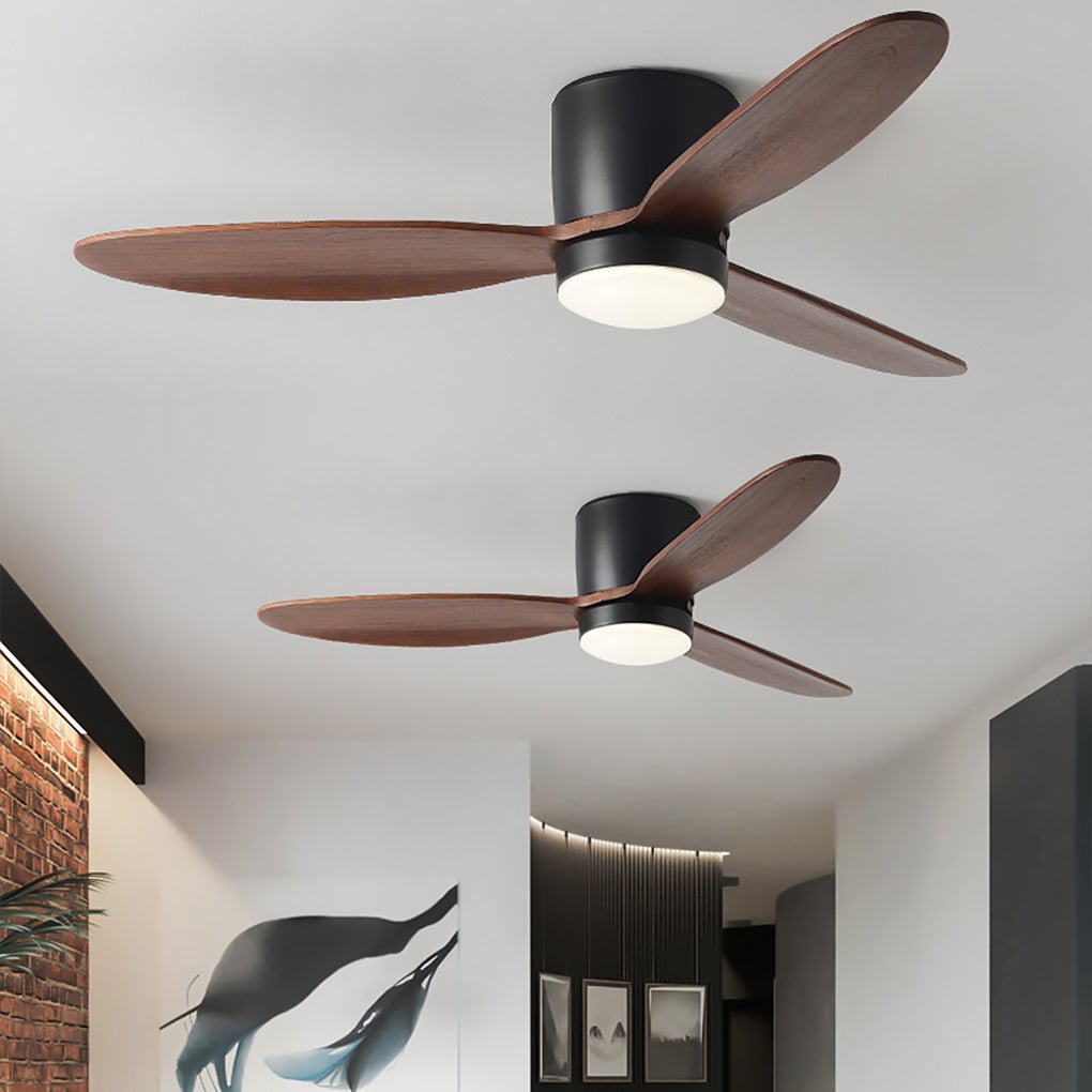 Natural Wood Ceiling Fan with Light Nordic LED Light