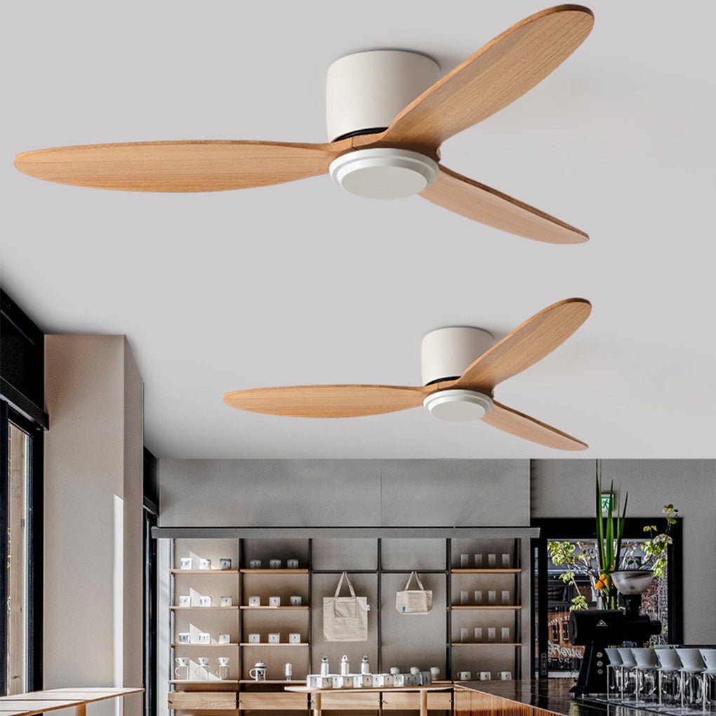 Natural Wood Ceiling Fan with Light Nordic LED Light