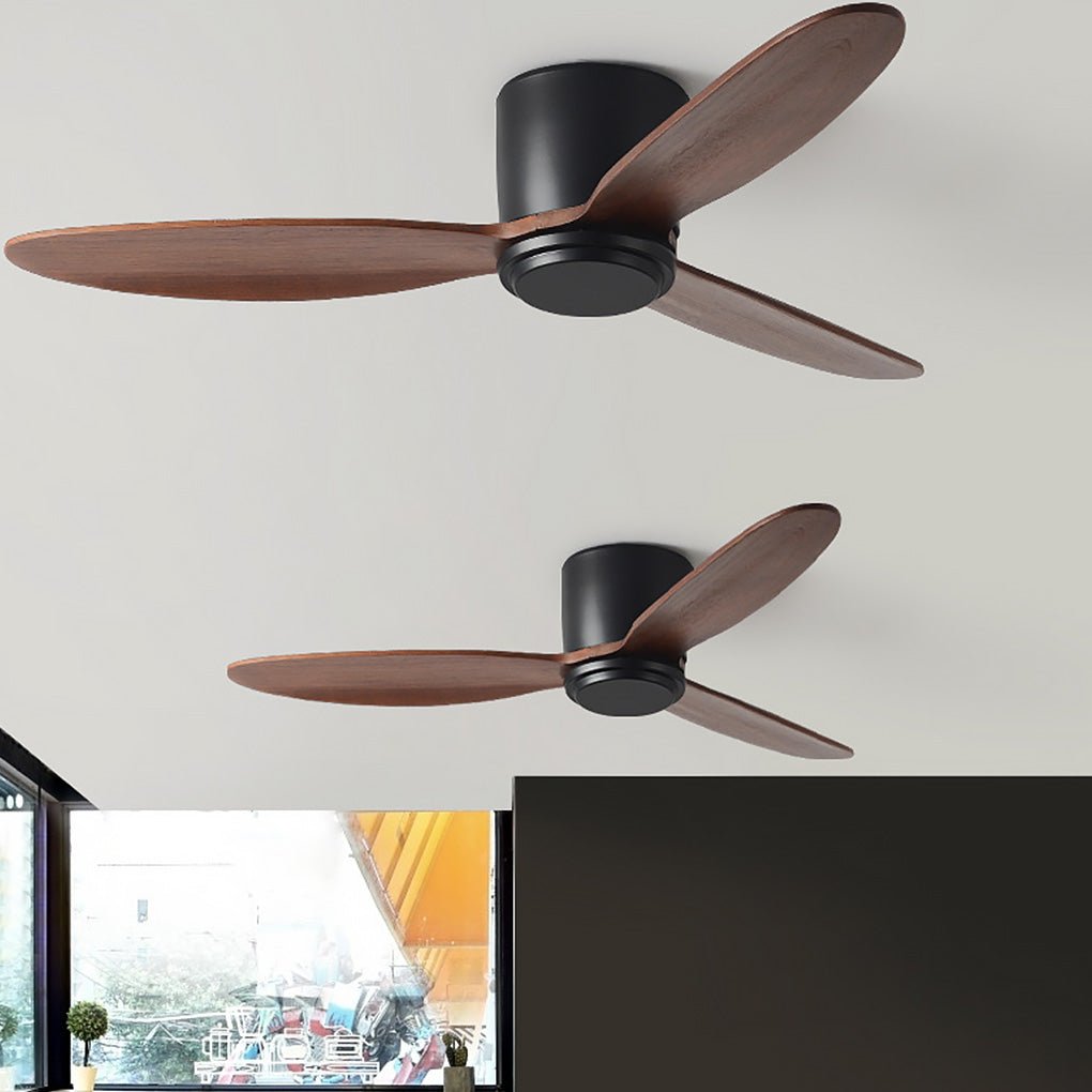 Natural Wood Ceiling Fan with Light Nordic LED Light