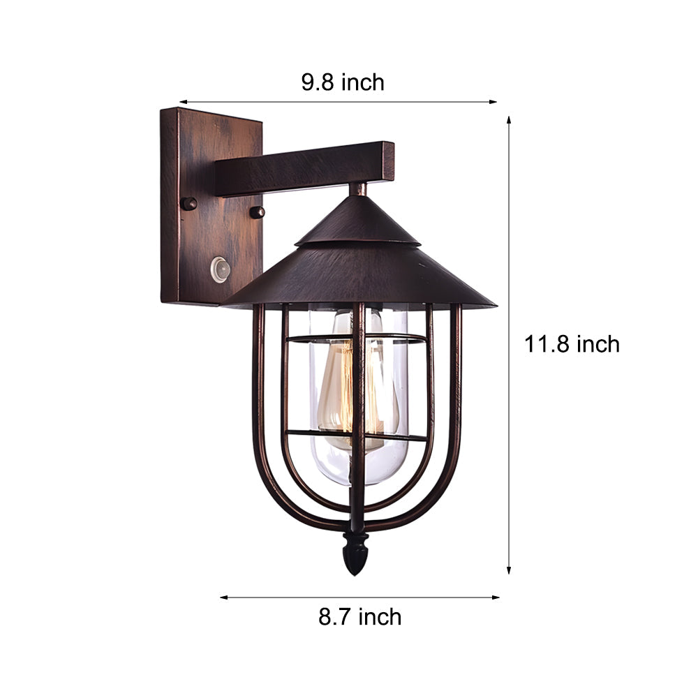 Nautical Wall Sconce Wrought Iron Glass Outdoor Light