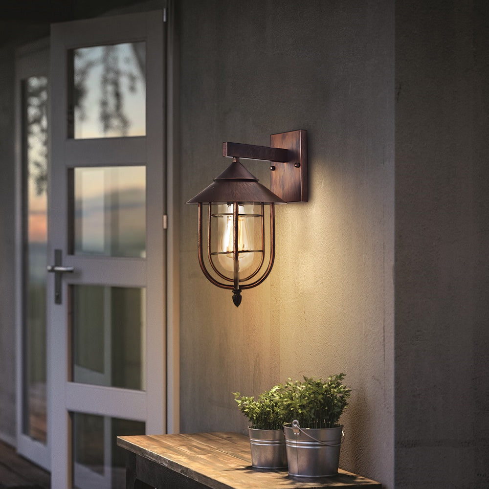 Nautical Wall Sconce Wrought Iron Glass Outdoor Light