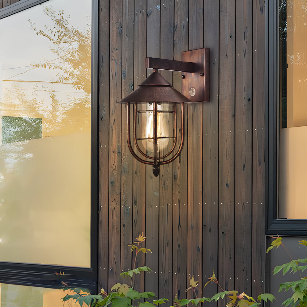 Nautical Wall Sconce Wrought Iron Glass Outdoor Light