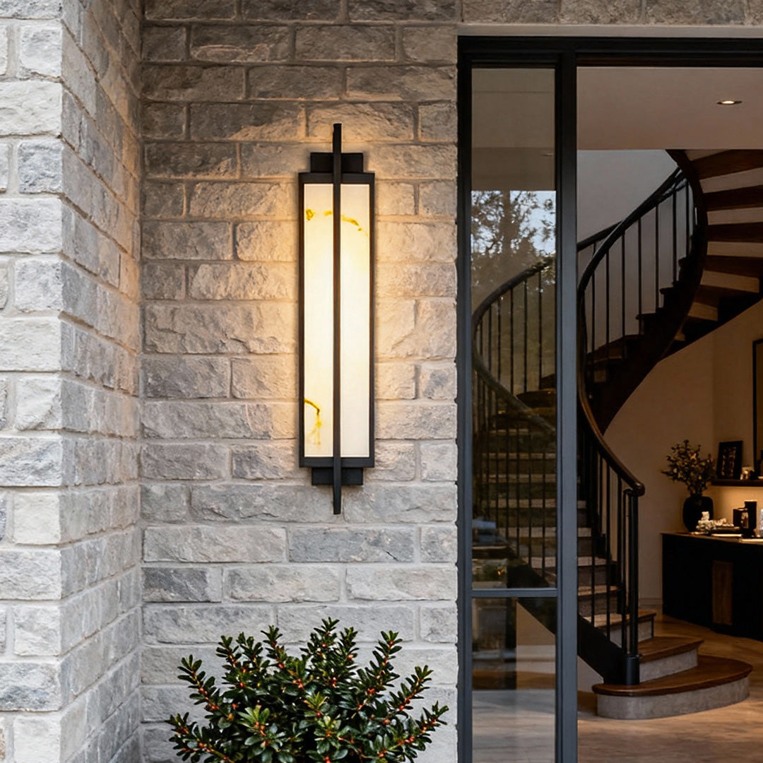 Outdoor Alabaster Wall Sconces Modern Black Linear Light