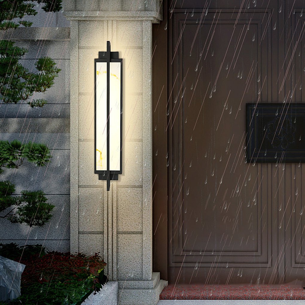 Outdoor Alabaster Wall Sconces Modern Black Linear Light