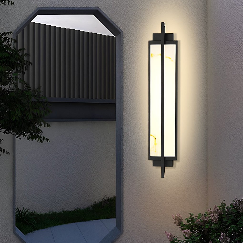 Outdoor Alabaster Wall Sconces Modern Black Linear Light