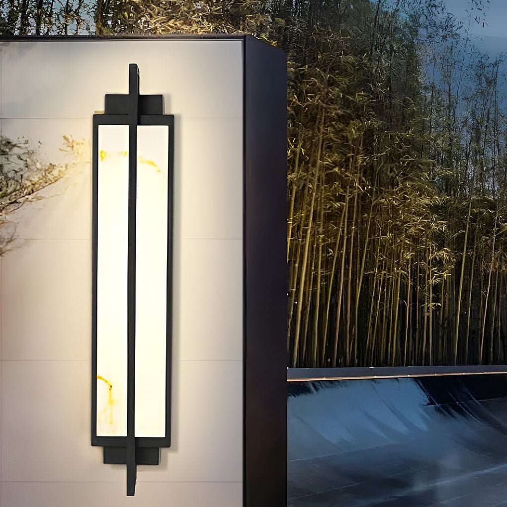 Outdoor Alabaster Wall Sconces Modern Black Linear Light