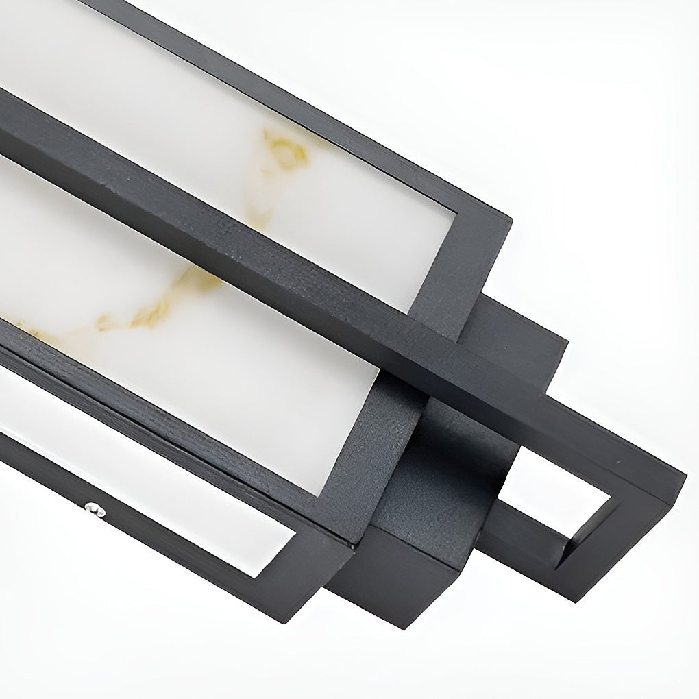 Outdoor Alabaster Wall Sconces Modern Black Linear Light