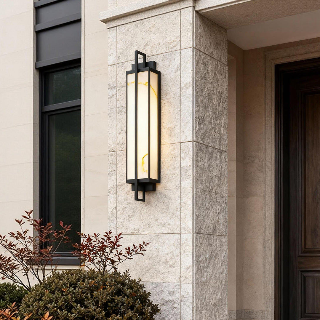 Outdoor Alabaster Wall Sconces Modern Black Linear Light