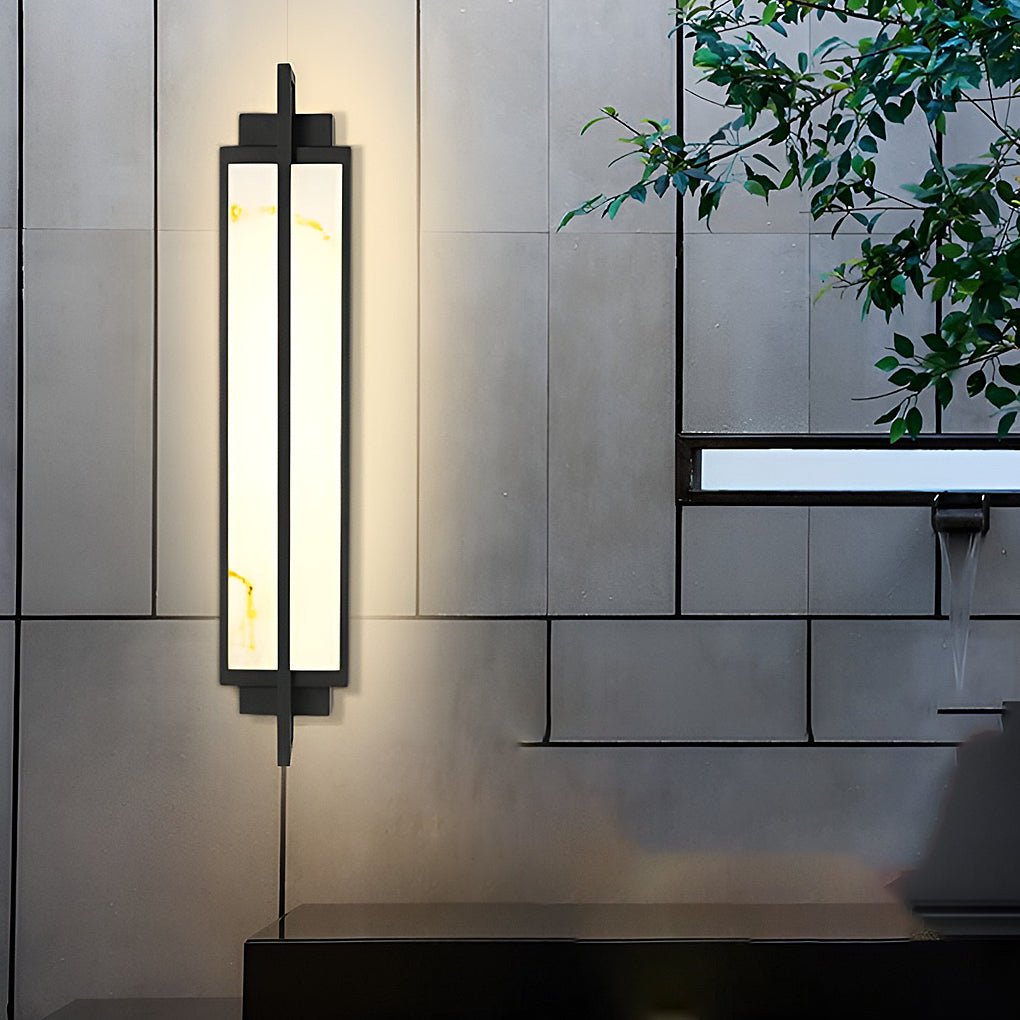 Outdoor Alabaster Wall Sconces Modern Black Linear Light