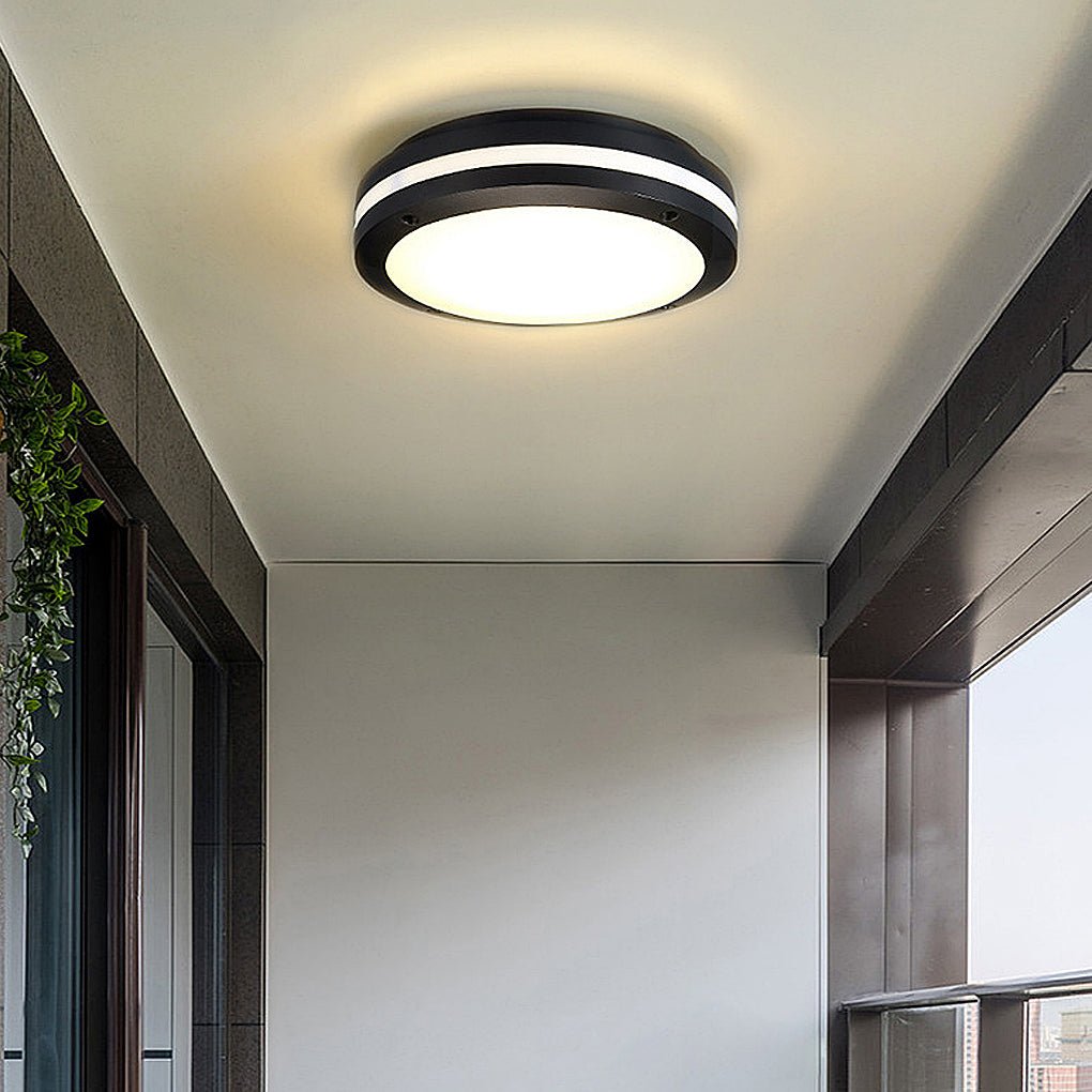 Outdoor ceiling lighting fixtures with industrial grid flush mount design enhance safety and style for porch and patio areas.