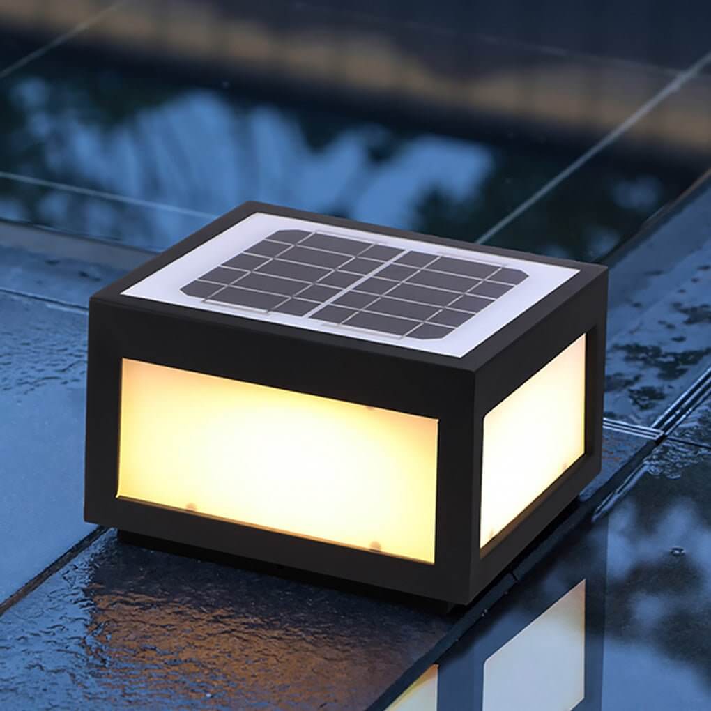Square Pillar Lights Black Outdoor LED Metal Fixture
