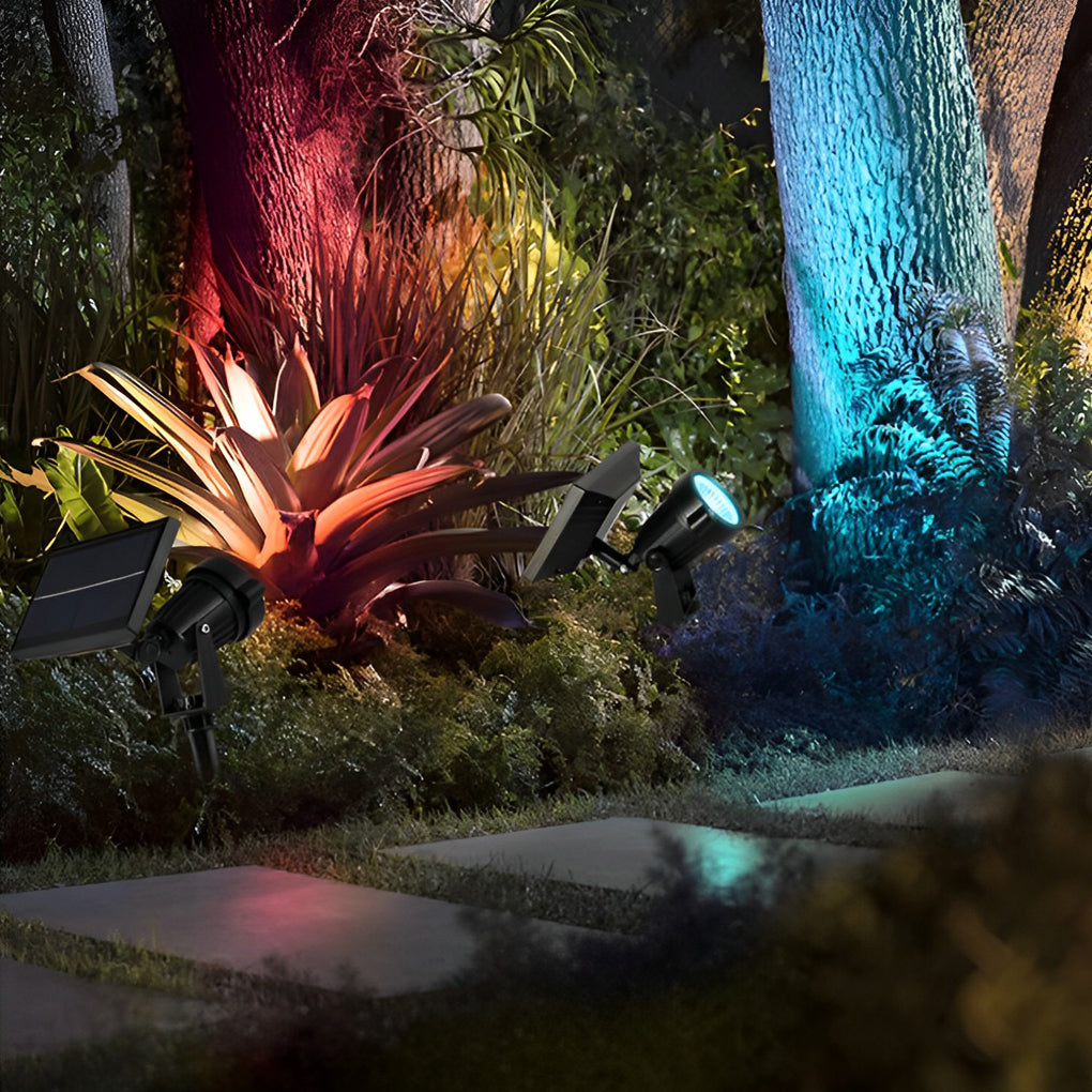Ground Spike Solar Lights Adjustable LED RGB Waterproof Tree Spotlight