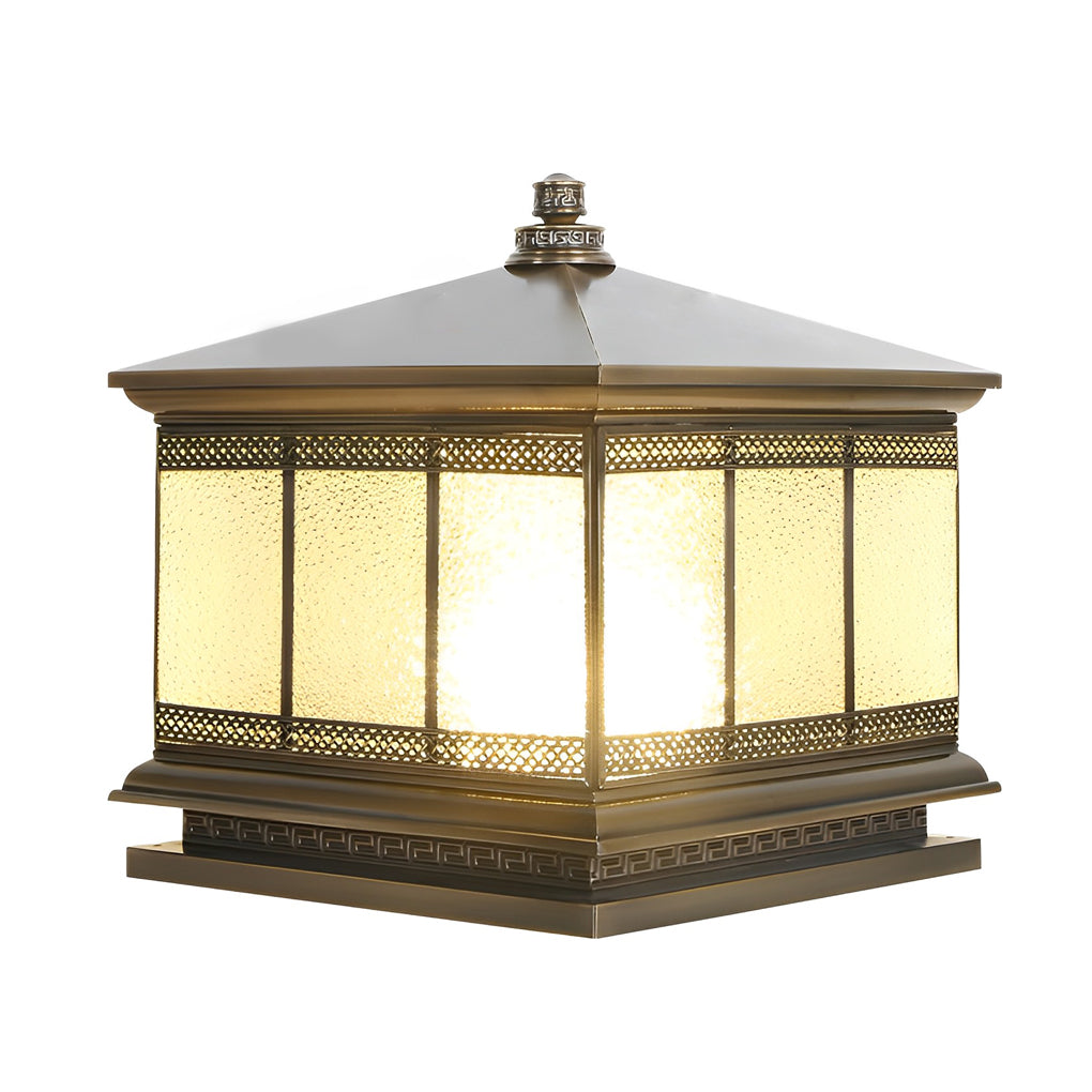 Waterproof Outdoor Gate Pillar Lights Retro Copper Solar Fence Lamp