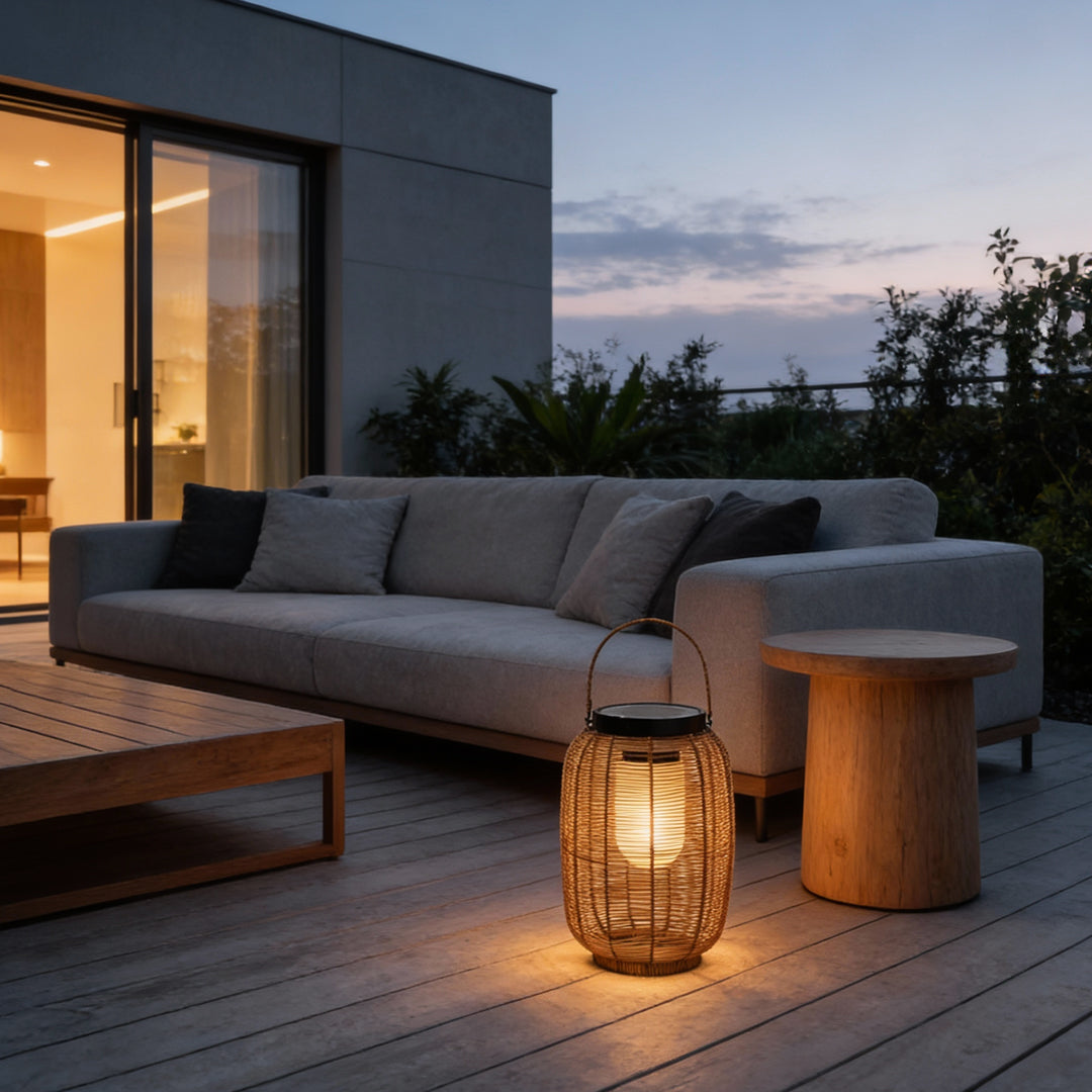Outdoor Rattan Lanterns Portable LED Waterproof Solar Light