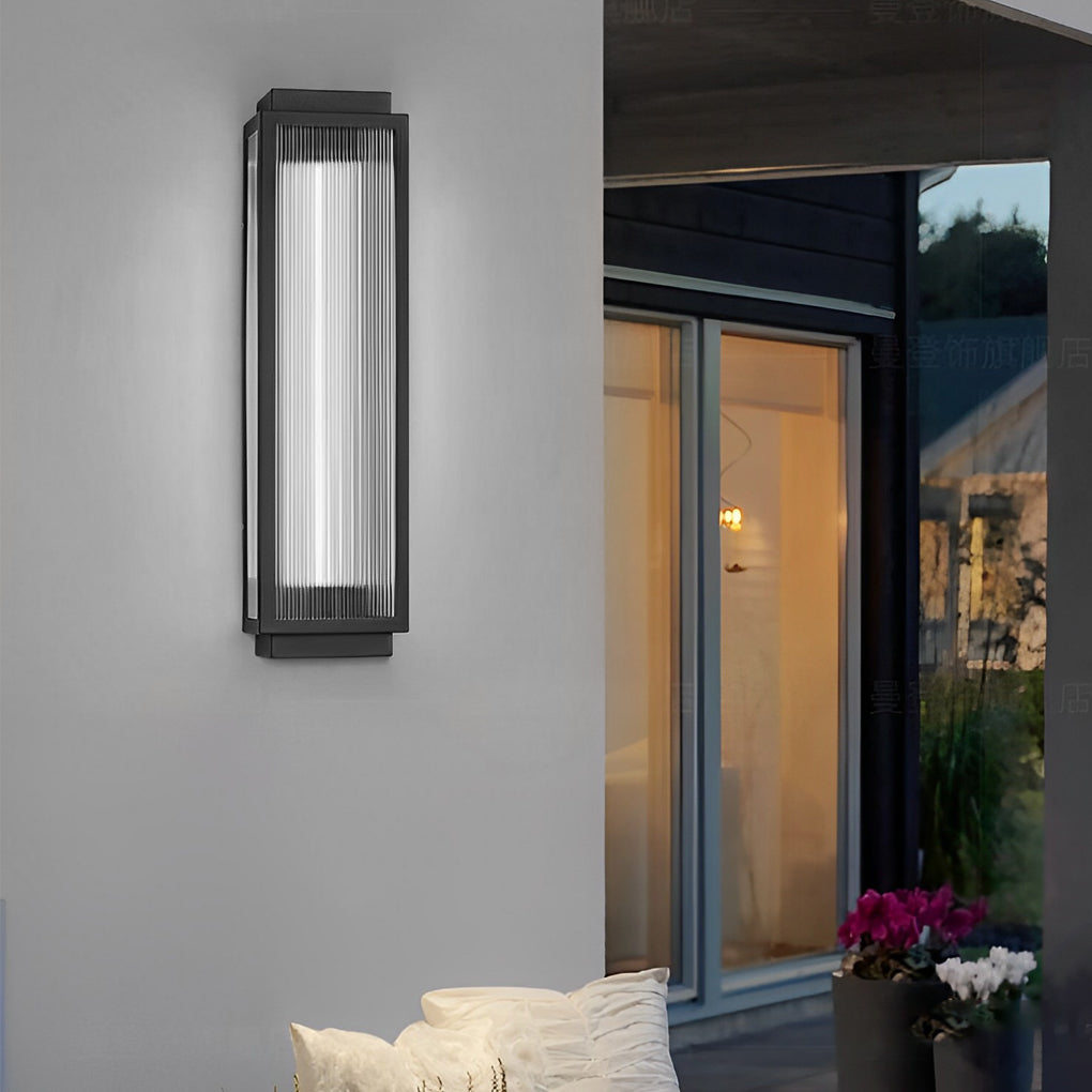 Reeded Glass Light Rectangular LED Modern Outdoor Wall Light