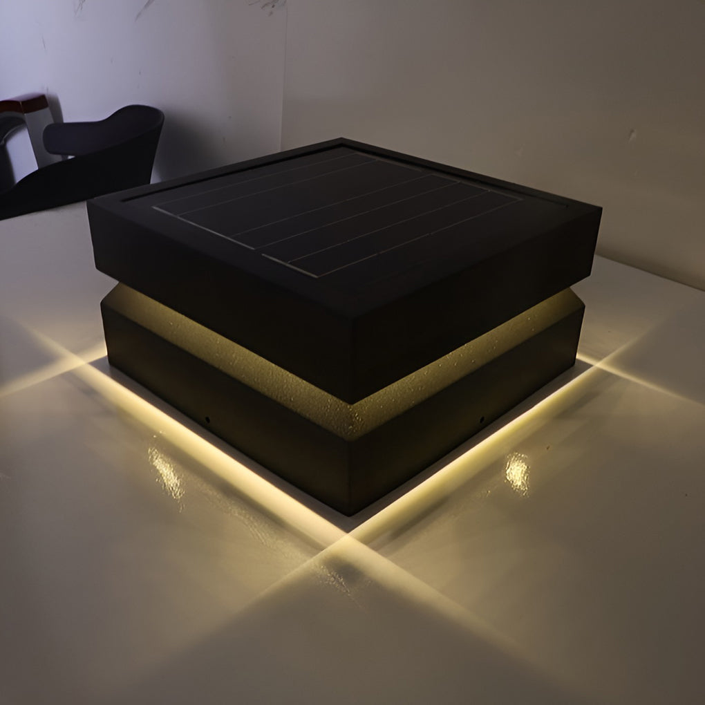 Outdoor Solar Lights Deck Modern Square Waterproof Black Light
