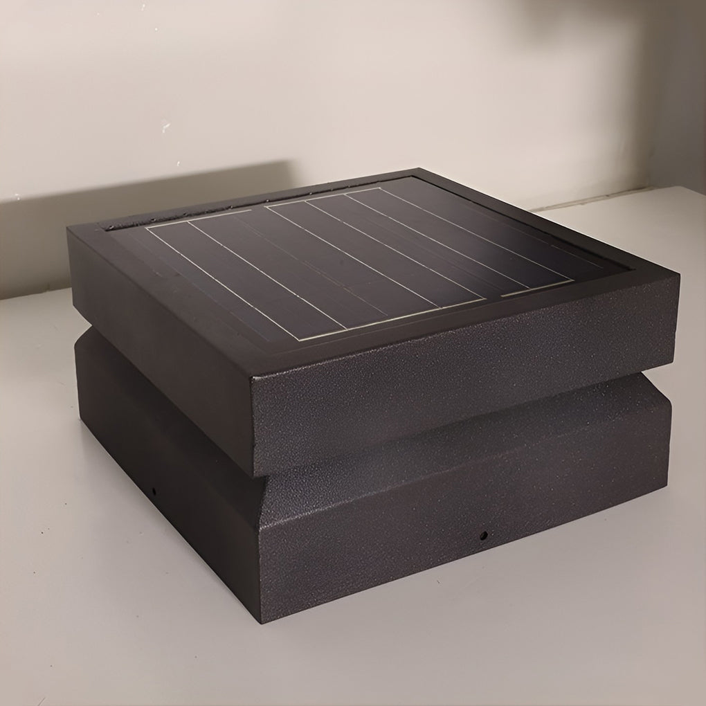 Outdoor Solar Lights Deck Modern Square Waterproof Black Light