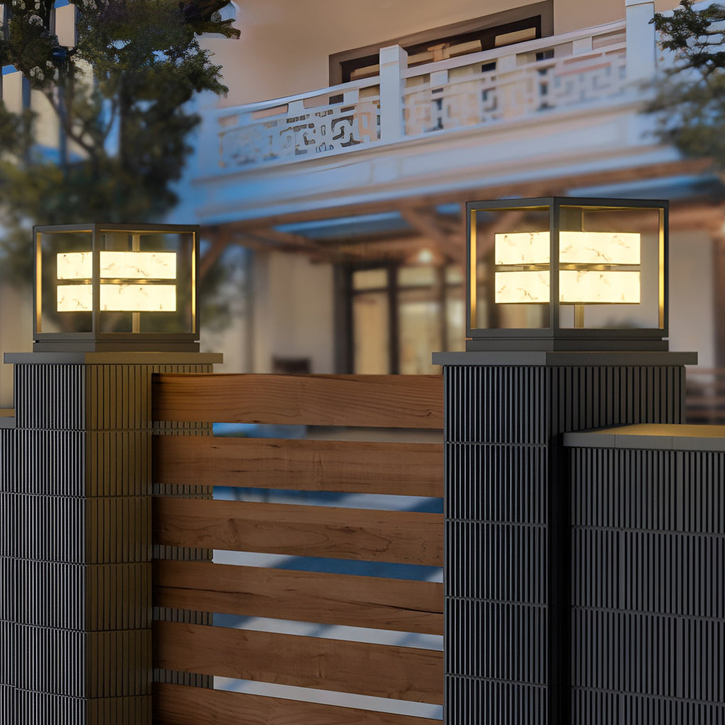 Brick Pillar Solar Lights Square Waterproof Metal Light