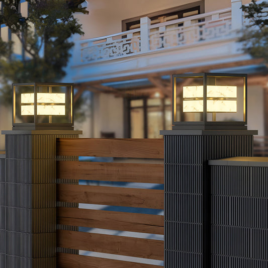 Brick Pillar Solar Lights Square Waterproof Metal Light