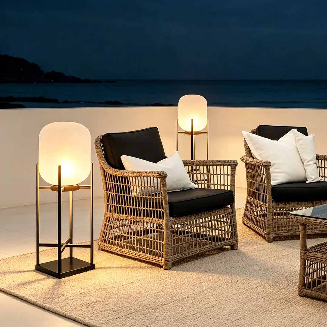 Outdoor Standing Light Lantern LED Metal Floor Lamp