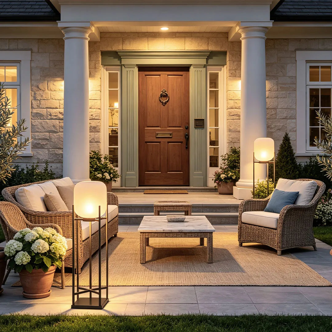 Outdoor Standing Light Lantern LED Metal Floor Lamp