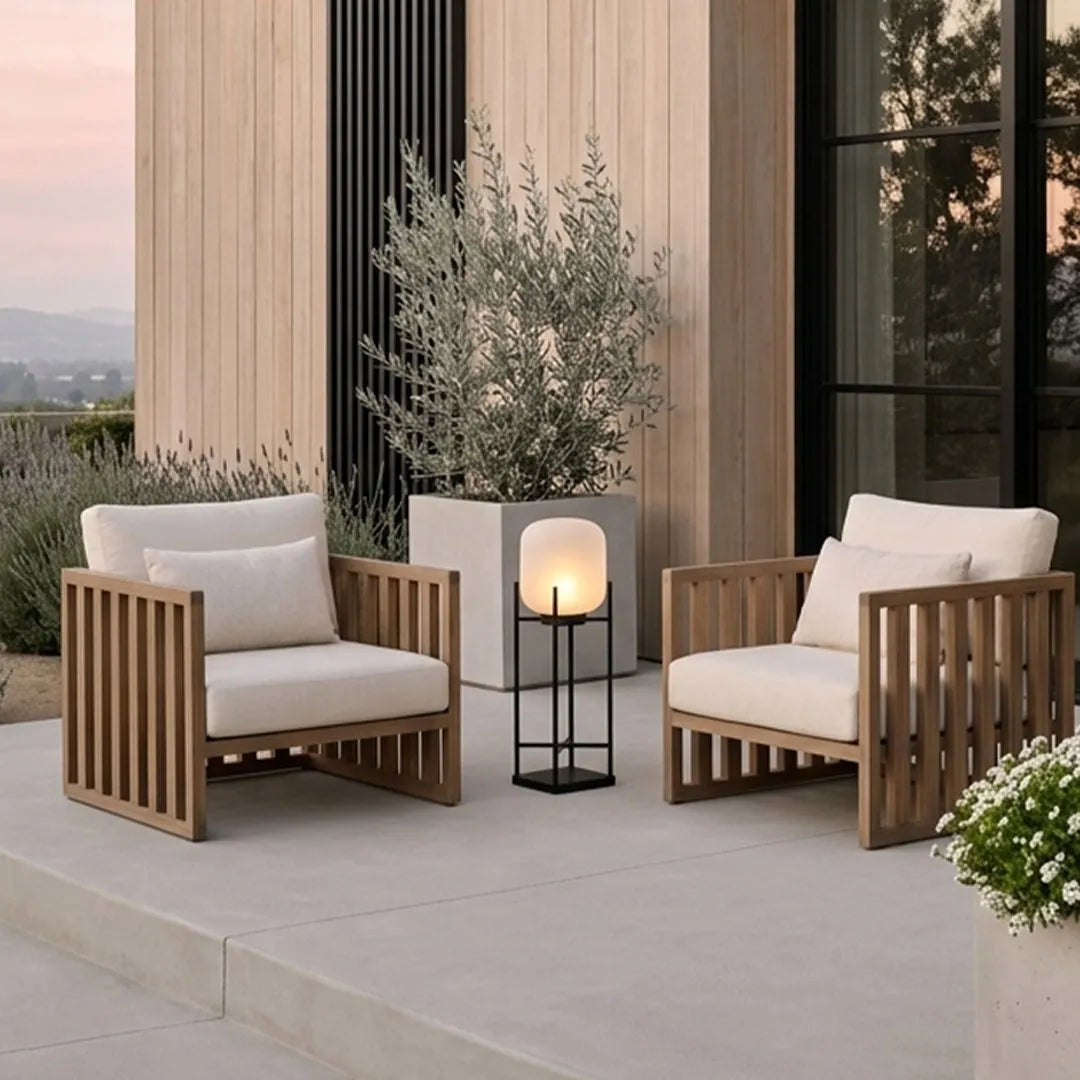 Outdoor Standing Light Lantern LED Metal Floor Lamp