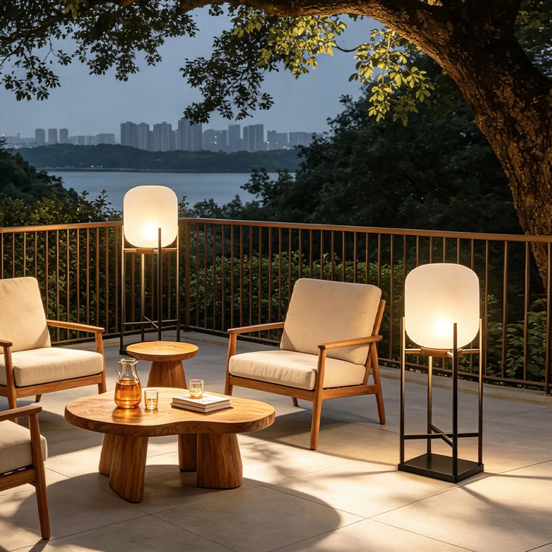 Outdoor Standing Light Lantern LED Metal Floor Lamp