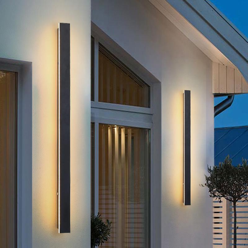 Outdoor Strip Wall Light Black Linear LED Integrated Light