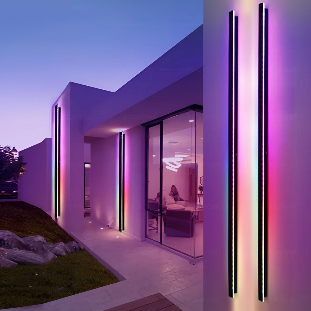 Outdoor Strip Wall Light Black Linear LED Integrated Light
