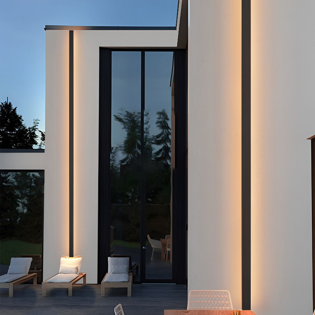 Outdoor Strip Wall Light Black Linear LED Integrated Light